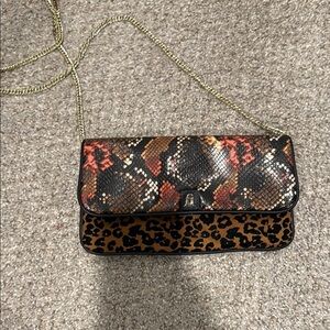 Steve Madden Black and Brown Crossbody Bag with Animal Print